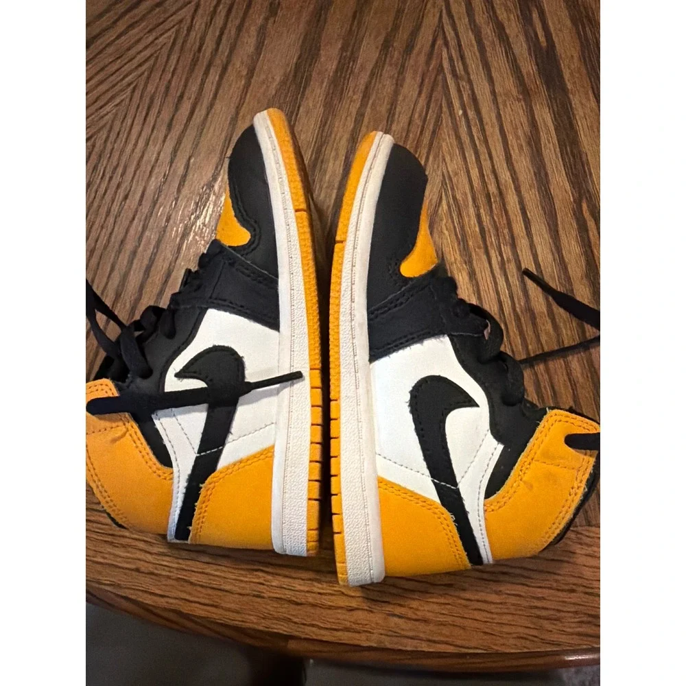 Nike Air Jordan 1 Mid Taxi Toddler Shoes Yellow Black White AQ2665-711 Size 10C